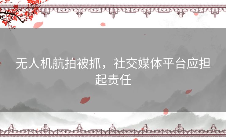 无人机航拍被抓，社交媒体平台应担起责任