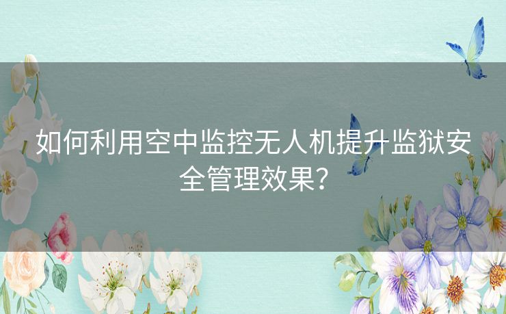 如何利用空中监控无人机提升监狱安全管理效果？