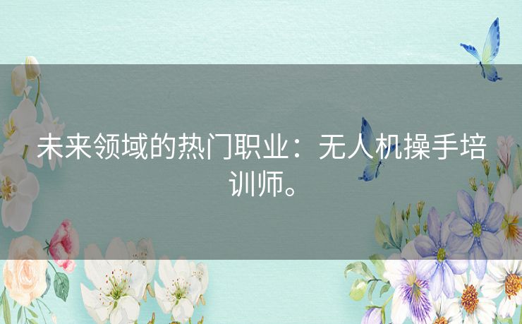 未来领域的热门职业：无人机操手培训师。