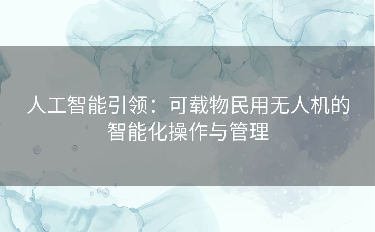 人工智能引领：可载物民用无人机的智能化操作与管理