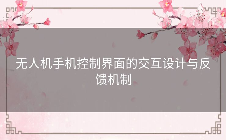 无人机手机控制界面的交互设计与反馈机制