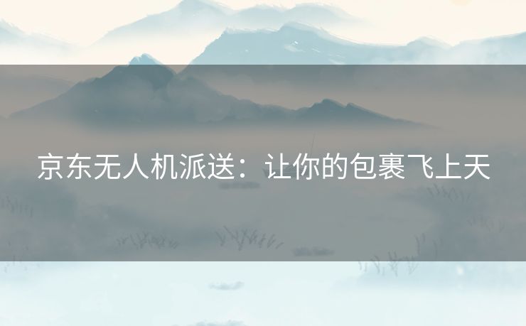 京东无人机派送：让你的包裹飞上天