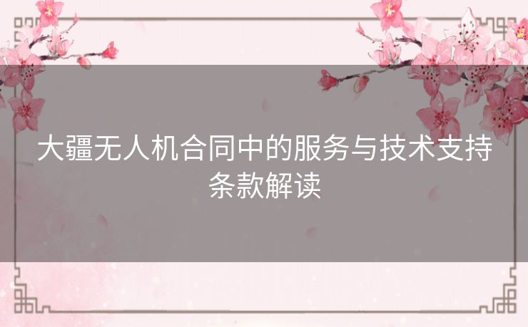 大疆无人机合同中的服务与技术支持条款解读