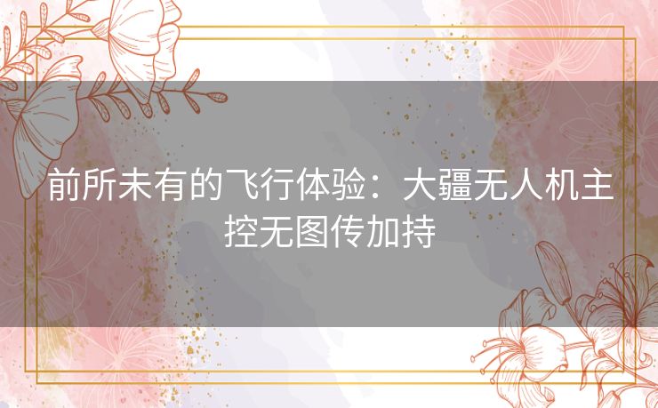 前所未有的飞行体验：大疆无人机主控无图传加持