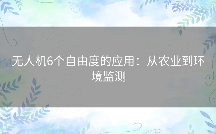 无人机6个自由度的应用：从农业到环境监测