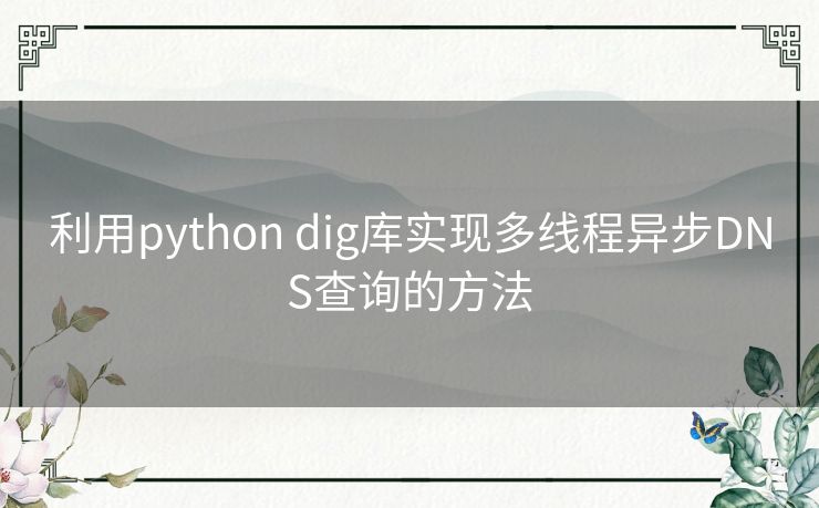 利用python dig库实现多线程异步DNS查询的方法