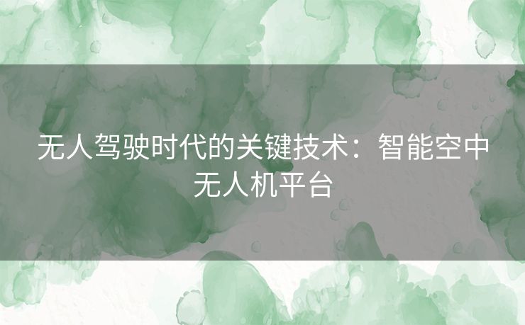 无人驾驶时代的关键技术：智能空中无人机平台