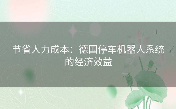 节省人力成本：德国停车机器人系统的经济效益