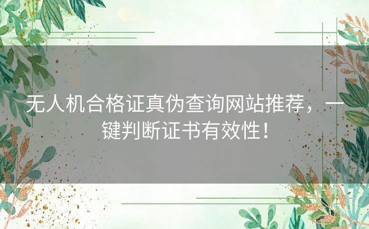 无人机合格证真伪查询网站推荐，一键判断证书有效性！