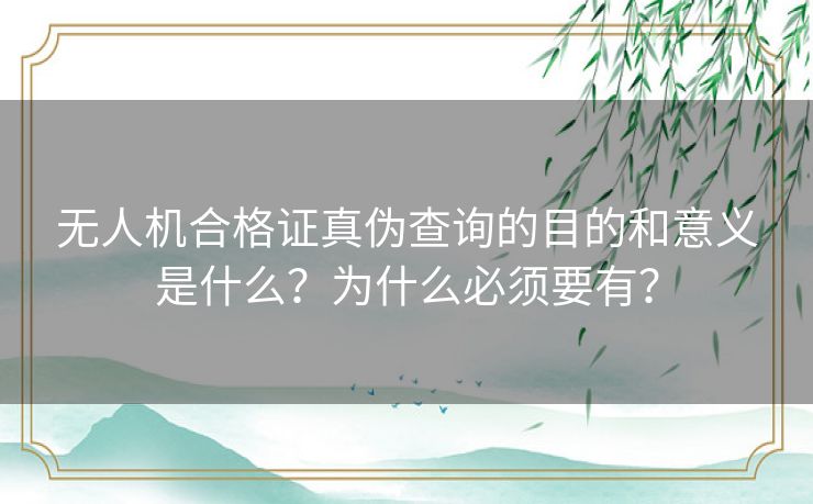 无人机合格证真伪查询的目的和意义是什么？为什么必须要有？