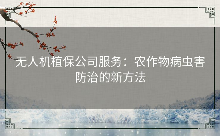 无人机植保公司服务：农作物病虫害防治的新方法