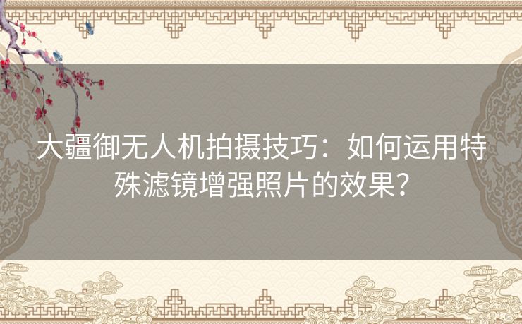 大疆御无人机拍摄技巧：如何运用特殊滤镜增强照片的效果？