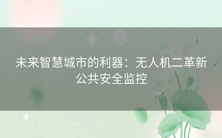 未来智慧城市的利器：无人机二革新公共安全监控