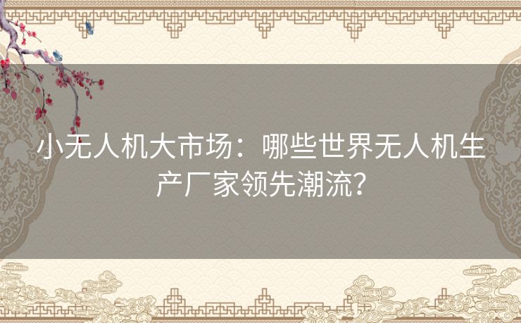 小无人机大市场：哪些世界无人机生产厂家领先潮流？