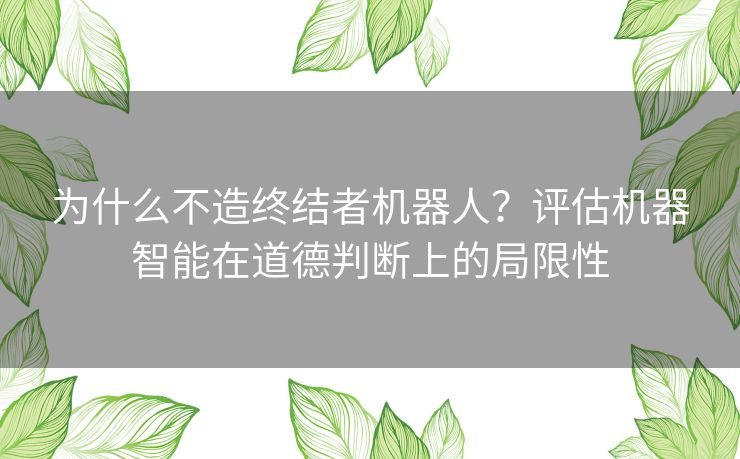 为什么不造终结者机器人？评估机器智能在道德判断上的局限性