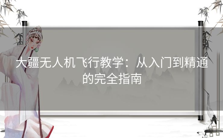 大疆无人机飞行教学：从入门到精通的完全指南