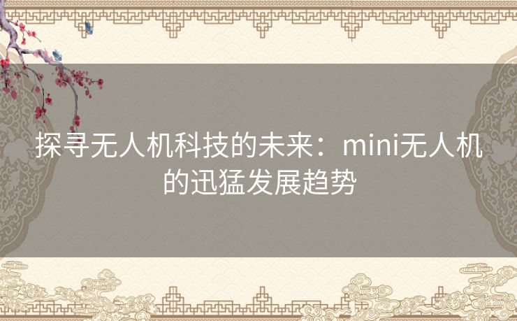 探寻无人机科技的未来：mini无人机的迅猛发展趋势