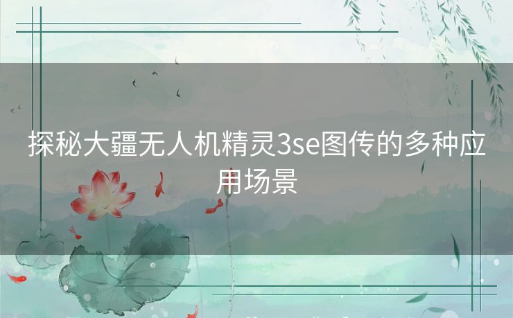 探秘大疆无人机精灵3se图传的多种应用场景